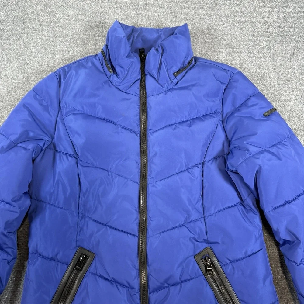 Calvin Klein Puffer Jacket Womens Medium‎ Blue Coat Quilted Full Zip